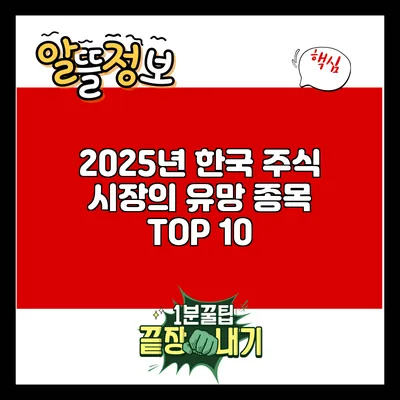 2025년 한국 주식 시장의 유망 종목 TOP 10