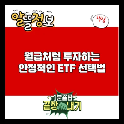 월급처럼 투자하는 안정적인 ETF 선택법