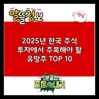 2025년 한국 주식 투자에서 주목해야 할 유망주 TOP 10