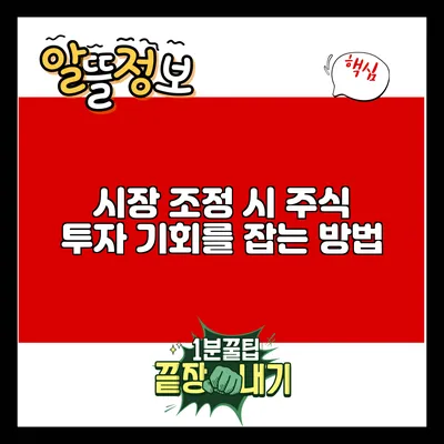 시장 조정 시 주식 투자 기회를 잡는 방법